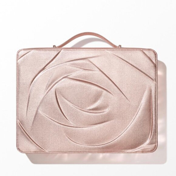 LIMITED EDITION Lancome Paris Rose Gold Metallic Makeup Cosmetic Train Case - Picture 1 of 8